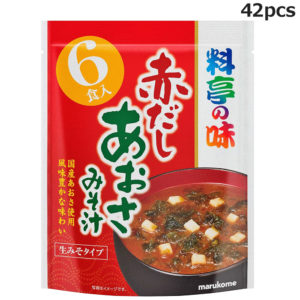 42-Pack Marukome Red Miso Soup with Aosa Seaweed - Fresh Miso Type, Authentic Japanese Flavor Retort, Instant, Stockpiling, Food ms-0009